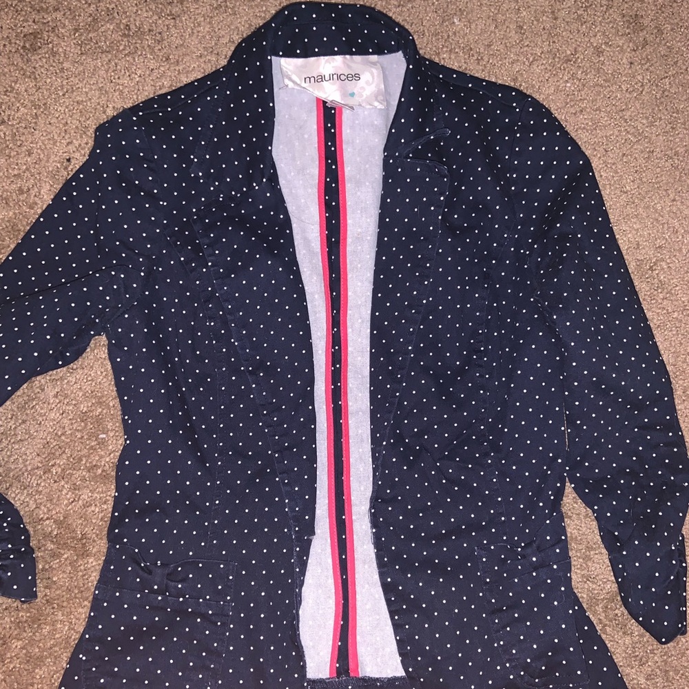Navy Blue Polka Dot Blazer